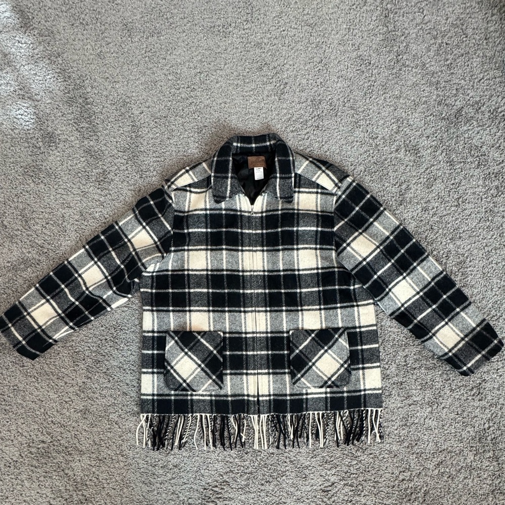 Vintage Woman’s XL Pendleton Fringe Plaid 100% Wool Jacket